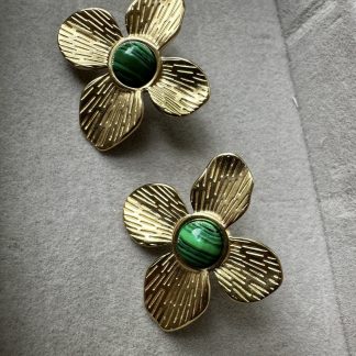 Green Olive Flowers studs Earrings