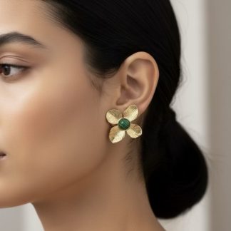 Green Olive Flowers studs Earrings