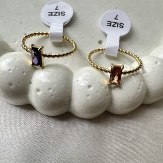 Rectangle Stone Rings