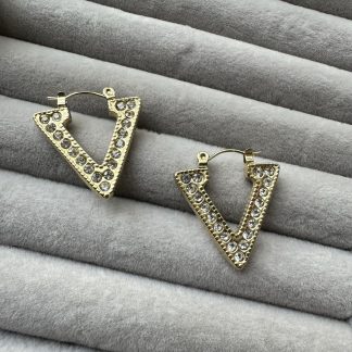 V stoned hoops earrings