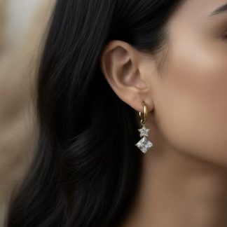 Star square Crystal Huggies earrings