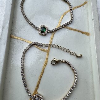 Tennis Rectangle Stone Chain Bracelets