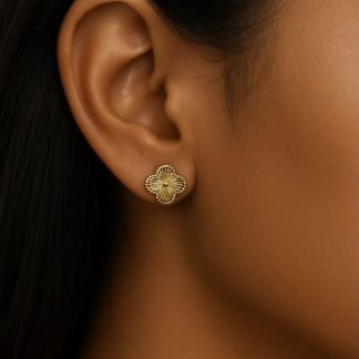 Golden flower studs earrings