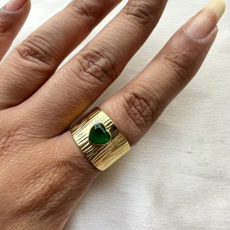 Green Heart Stone Ring