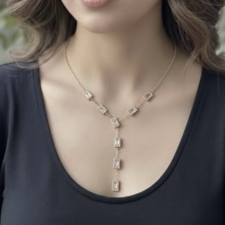 Rectangle stones hanging necklace