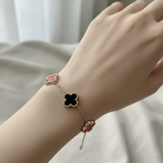 Black & Red Flower Chain Bracelet