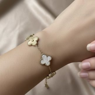 White & Golden flower Chain Bracelet