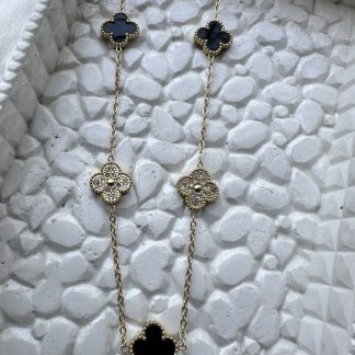 Stoned Golden & Black flower Necklace