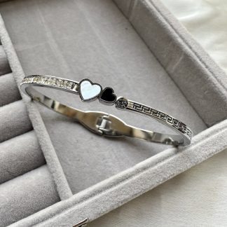 White & Black Heart Bracelet