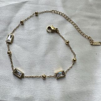 Rectangle Stone Chain Bracelet