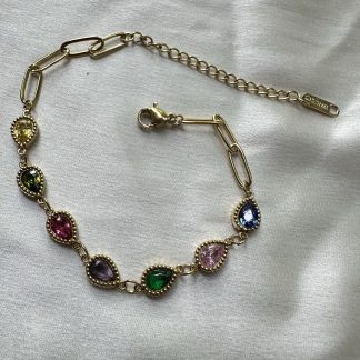 Multicolour Teardrop Chain Bracelet