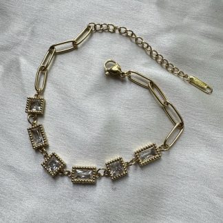 Square & Rectangle Stone Chain Bracelet