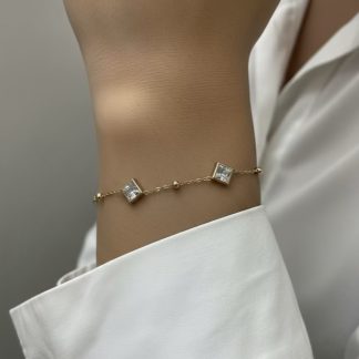 Square Stone Chain Bracelet