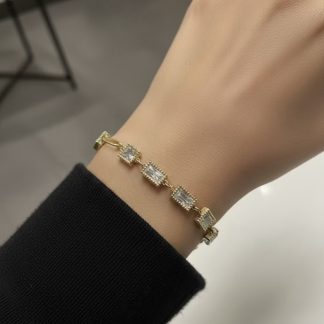 Square & Rectangle Stone Chain Bracelet