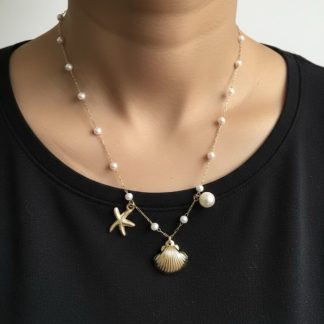Star Seashell Pearl Necklace