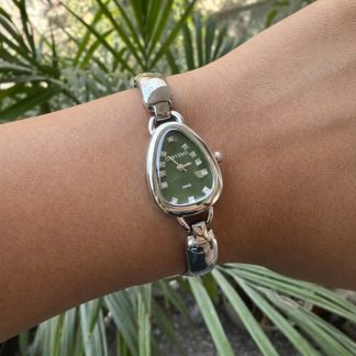 Silver Green Dial Watch